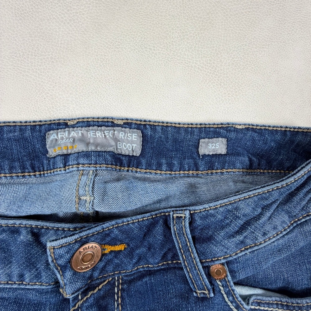 Ariat Rebar Riveter Bootcut Jeans Womens 32 Malibu Blue Perfect Rise Western - Picture 2 of 15